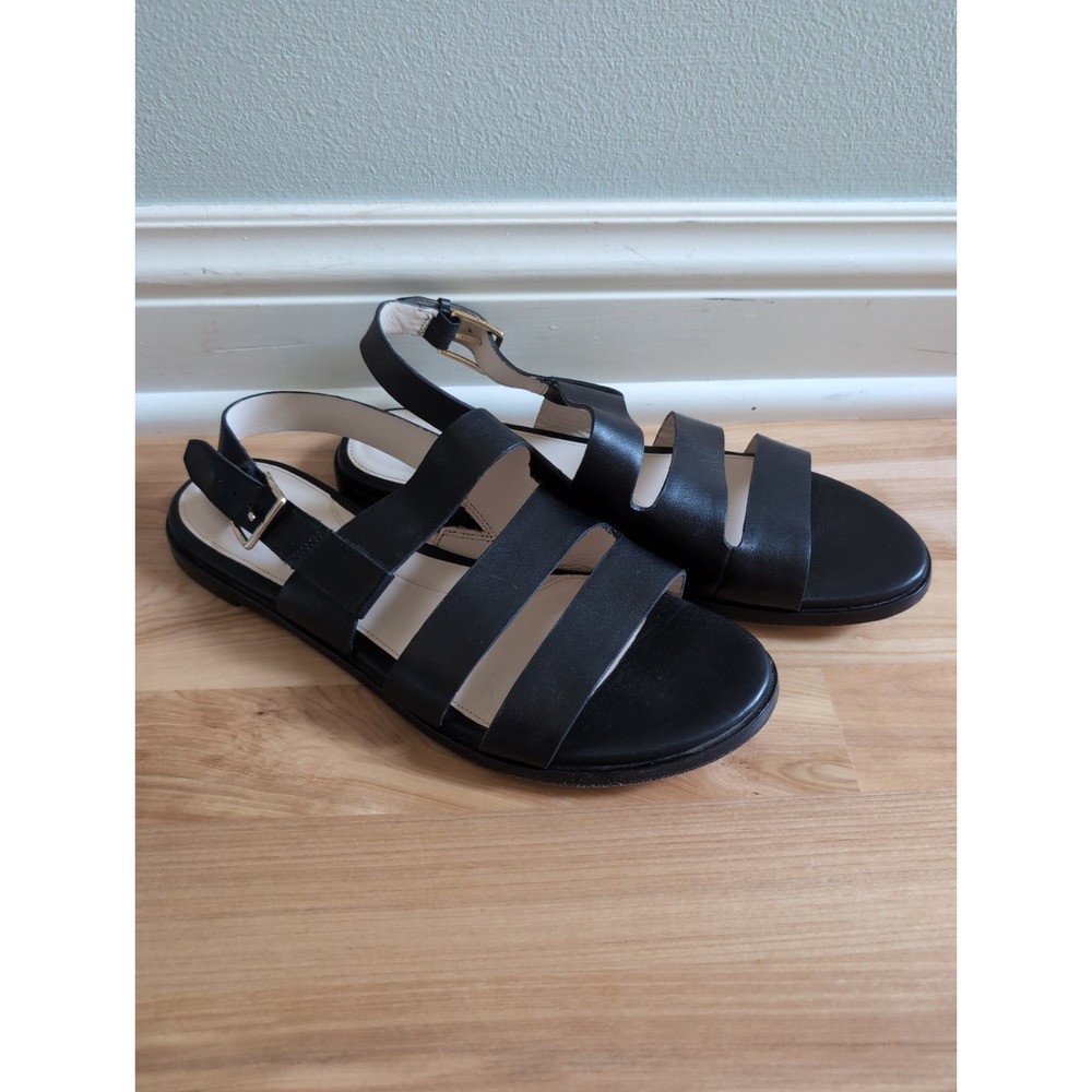 Cole Haan Grand 360 Black Genuine Leather Anela Sandals Womens 10B Chic Modern